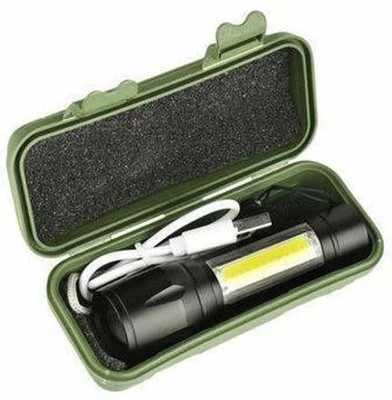 UNZAG High Power Usb Rechargeable Long Range Led Torch Light Emergency 2 hrs Lantern Emergency Light(Black)