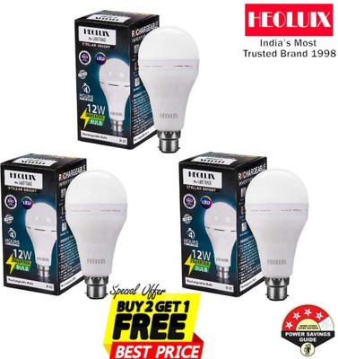heoluix Emergency inverter bulb 12watt rechargeable battery backup 4 hrs Bulb Emergency Light(White)