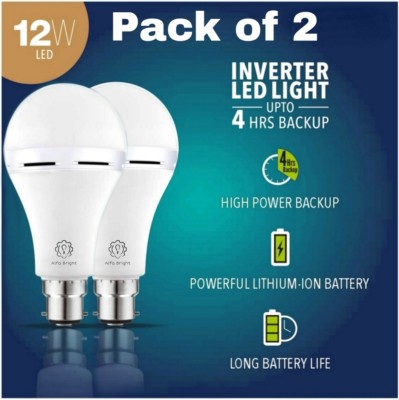 Alfa Bright Emergency inverter rechargeable bulb 12wt pack of 2 up to 4 HRS battery backup 4 hrs Bulb Emergency Light(White)