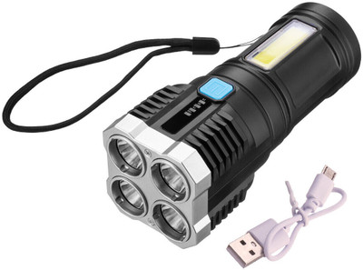 Wifton Rechargeable Flashlight Multi-functional Flashlight Outdoor Flashlight-Black 3 hrs Torch Emergency Light(Black)