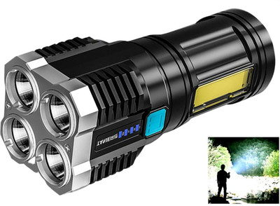 Xydrozen LED Super Bright Flashlight USB Rechargeable 3 hrs Torch Emergency Light(Black)