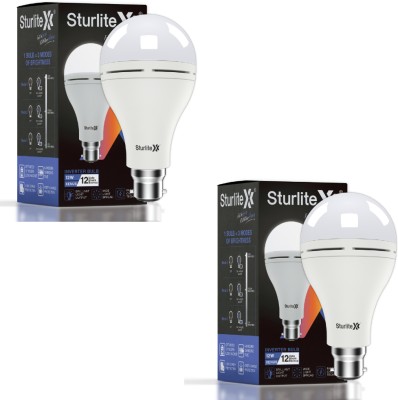 Sturlite Xenus (3 in 1) 12W Rechargeable LED Inverter Bulb (Pack of 2) 12 hrs Bulb Emergency Light(White)