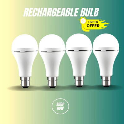 GUGGU Rechargeable Emergency Bulb Inverter Bulb for home 3Hr battery backup_Pack4 L259 3 hrs Bulb Emergency Light(White)