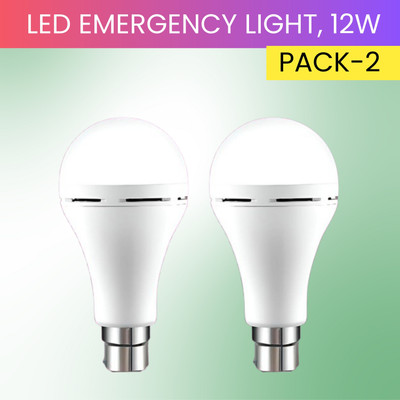SACRO 12W Rechargeable Inverter LED Bulb with Upto 4H.Power Cut Lighting Pack of_2D67 4 hrs Bulb Emergency Light(White)