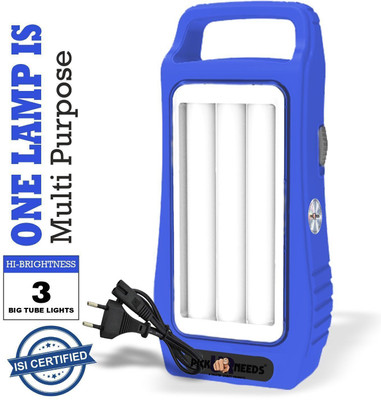 Pick Ur Needs Rechargeable Home Emergency Lantern With 3 Bright Tube Light Long Battery Backup 5 hrs Torch Emergency Light(Blue)