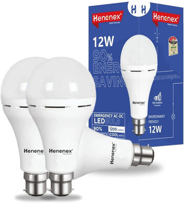Henonex 12W Battery Backup LED Bulb|Pck of 3 4 hrs Bulb Emergency Light(White)