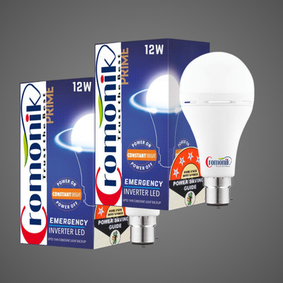 Cromonik (Pack of 2)-Emergency Power Backup 12W LED Bulb 4 hrs Bulb Emergency Light(White)