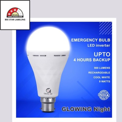 Glowing Night Rechargeable Emergency Inverter LED Bulb 4 hrs Bulb Emergency Light(White)