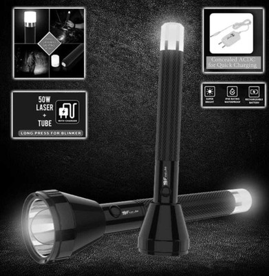 Zeno volt 035 -ZOOMABLE LED METAL 5 MODE TORCH Flashlight, Super Bright Zoomable Torch Torch(Black, 16 cm, Rechargeable)