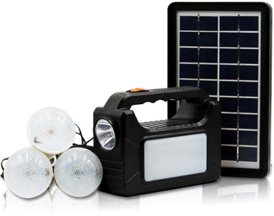 Smuf LED Solar Inverter Kit + 3 Bulb + Solar Plate + Mobile Charging Cable 8 hrs Flood Lamp Emergency Light(Multicolor)