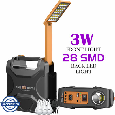 Daily Needs Shop Solar Chargeable Inverter Light Set With Study Lamp + 3 Bulb 1 USB Charging Port 5 hrs Flood Lamp Emergency Light(Medium Camping Inverter)