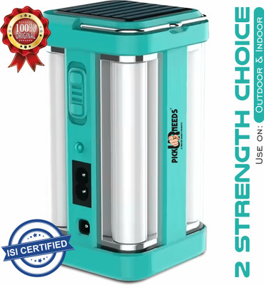 Pick Ur Needs Rechargeable 4 Side Tube With 2 Multiple Mode Extra Bright DC / Solar Lantern 5 hrs Torch Emergency Light(Blue)