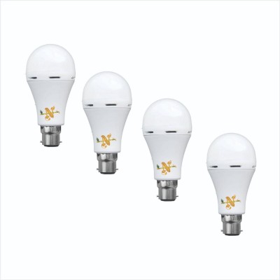 NEW INDIA LIGHTING Ac Dc Rechargeable Inverter LED-BULB LIGHT 12-Watt 4 Piece 3 hrs Bulb Emergency Light(White)