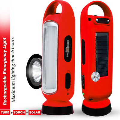 Pick Ur Needs Solar Emergency Rechargeable Search Torch Light Long Range Long Backup 4 hrs Torch Emergency Light(Red)