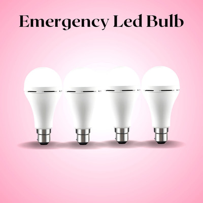 GUGGU Rechargeable Emergency Bulb Inverter Bulb for home 3Hr battery backup_Pack4 L114 3 hrs Bulb Emergency Light(White)