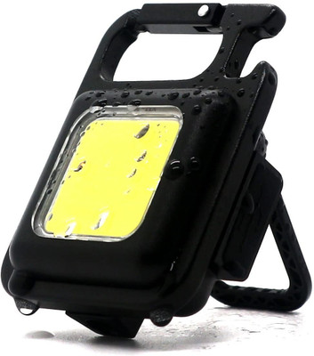 ZYRIAN USB Rechargeable LED COB Mini Flashlights Bright light with keychain Torch 2 hrs Lantern Emergency Light(Black)
