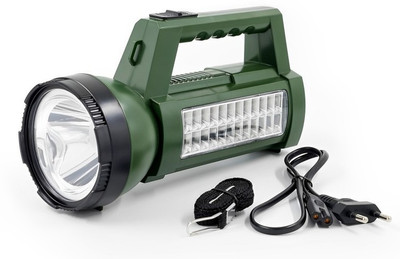 CRENTILA Rechargeable LED Search Long Range Torch Light with Blinker + Side Home Tube 8 hrs Torch Emergency Light(Green, Black) CRENTILA Rechargeable LED Search Long Range Torch Light with Blinker + Side Home Tube 8 hrs Torch Emergency Light(Green, Black)