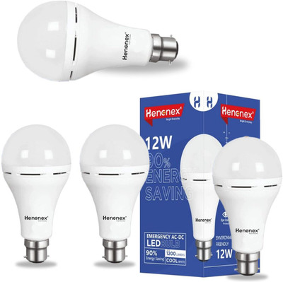 Henonex 12W LED Bulb with Auto Power On|Pck of 4 4 hrs Bulb Emergency Light(White)