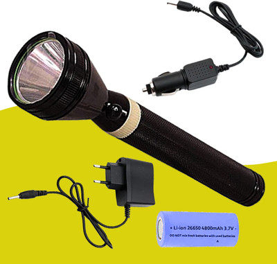 SEEGATE New High power chargeable 800 meter long range distance torchlight 6 hrs Torch Emergency Light(Black)