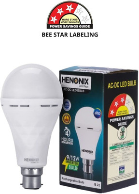 HENONIX Rechargeable 12 W Round B22 Inverter Bulb 2 hrs Bulb Emergency Light(White)