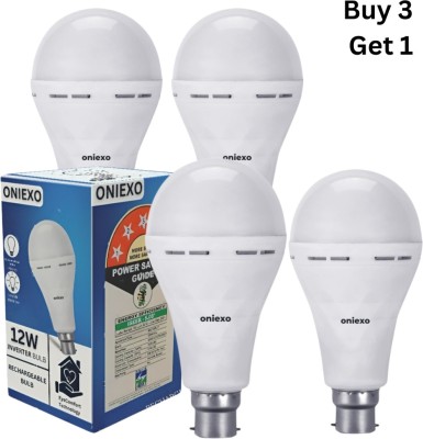 ONIEXO Pack of 4-Compact 12W LED Emergency Bulb for Seamless Lighting in Blackouts 4 hrs Bulb Emergency Light(White)