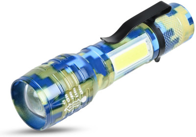 ECOSKY Aluminium Alloy Body USB Flashlight Torch With Zoom Option and Side Cob 5 hrs Torch Emergency Light(Blue)