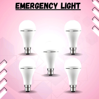 SACRO Rechargeable Emergency Bulb Inverter Bulb, 3Hr Battery Backup_Pack of 5 P1 3 hrs Bulb Emergency Light(White)
