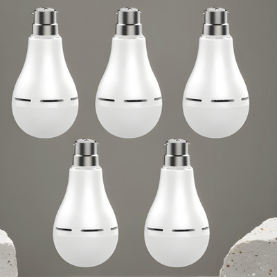 GUGGU Charging bulb 12W LED & 2000mAh battery 4hrs emergency light pack of 5 bulbM4442 4 hrs Bulb Emergency Light(White)