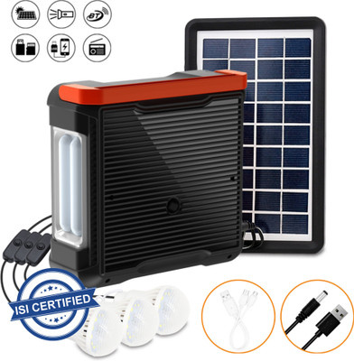 Pick Ur Needs Emergency Solar Power Set, Mini Generator With Bluetooth Speaker, Phone Charging 10 hrs Lantern Emergency Light(Black)
