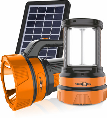 Daily Needs Shop Solar Rechargeable 50W Long Range Torch With 2 Side Emergency Tube Light 6 hrs Torch Emergency Light(Orange)