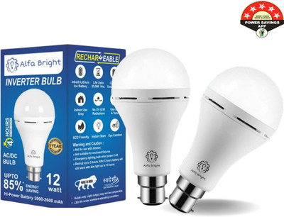 Alfa Bright 12W LED Emergency Bulb with Long-Lasting Battery Backup 4 hrs Bulb Emergency Light(White)