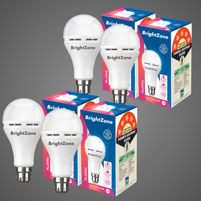 Brightzone 12 W Inverter Round B22 Inverter Bulb(White, Pack of 4)