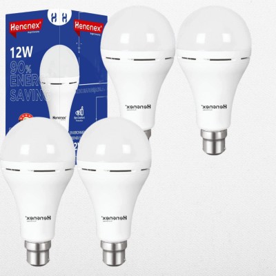 Henonex 12W Emergency Bulb Set of 4 | Rechargeable Power Failure Lights 4 hrs Bulb Emergency Light(White)