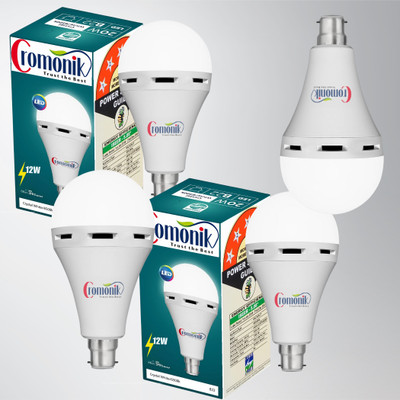 Cromonik Pack of 4-Portable 12W Rechargeable LED Light Bulb for Emergencies 4 hrs Bulb Emergency Light(White)