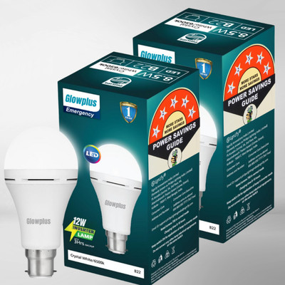 Glowplus G Pk-2-12W LED Bulb for All-Purpose Lighting 4 hrs Bulb Emergency Light(White)
