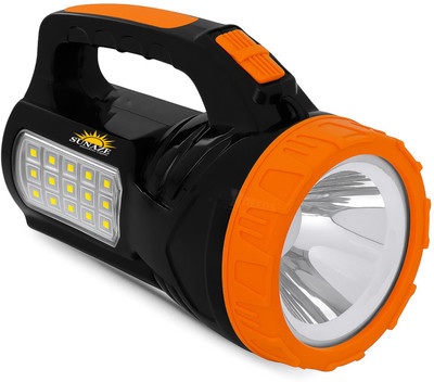 Sunaze 15 SMD 50W Long Range Rechargeable Search Laser with Bright 1800mAh Battery 8 hrs Torch Emergency Light(Black, Orange)