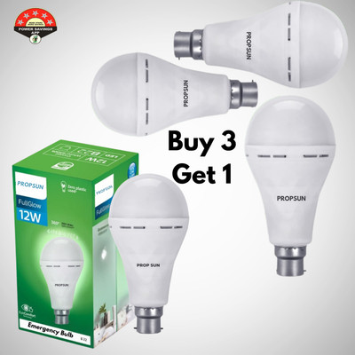 PROPSUN 12 W Inverter Round B22 Inverter Bulb(White, Pack of 4)