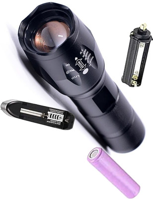 IKONEX Professional Adjustable Focus Rechargeable Torch 10 hrs Torch Emergency Light(Black)