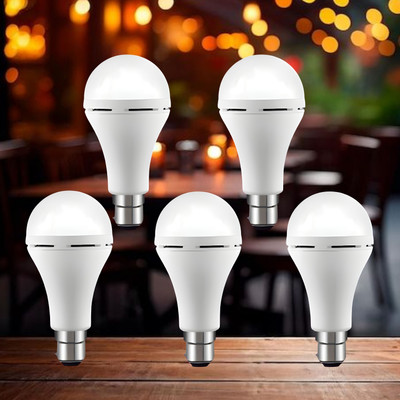 GUGGU Emergency 15W Inverter LED Bulb with 1200mAh Rechargeable Battery Pack of 5 Q50 4 hrs Bulb Emergency Light(White)