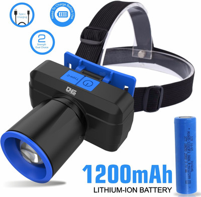 Daily Needs Shop 100W Zoomable Laser Rechargeable HeadLamp Light With 3 Mode LED 1200 mAh Battery 3 hrs Torch Emergency Light(Blue)