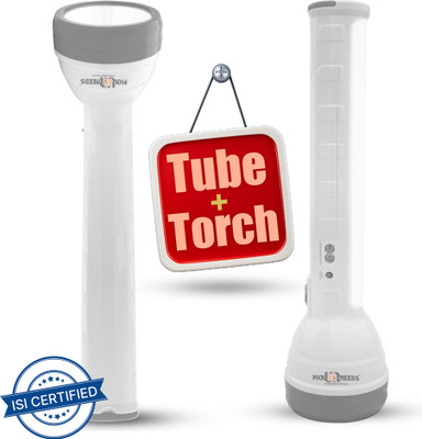 Pick Ur Needs LED Rechargeable 2 In 1 Home Emergency 50W+Long Tube Search Torch Light With 8 hrs Torch Emergency Light(Grey)
