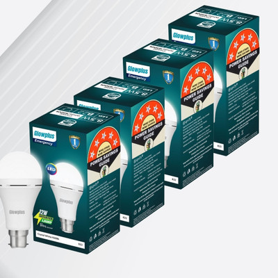 Glowplus G Pk-4-12W LED Bulb for Automatic Backup 4 hrs Bulb Emergency Light(White)