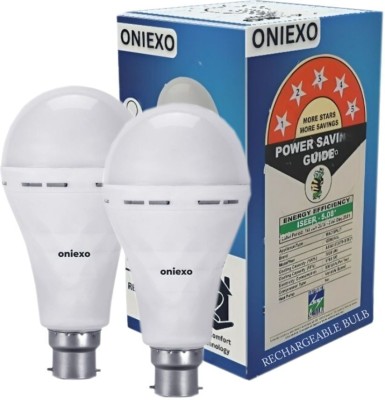 ONIEXO Pack of 2-12W Bright Emergency Bulb with Long-Lasting Rechargeable Battery 4 hrs Bulb Emergency Light(White)