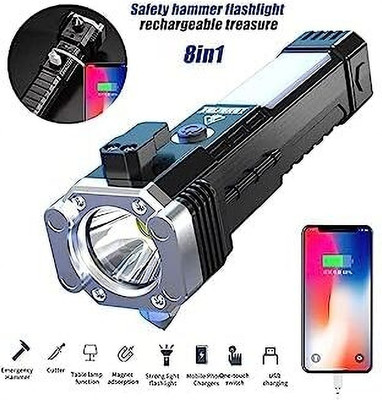 MLTC Torch Light,LED 3W Torch Light Rechargeable Torch Flashlight, Emergency Lights 36 hrs Torch Emergency Light(Black)