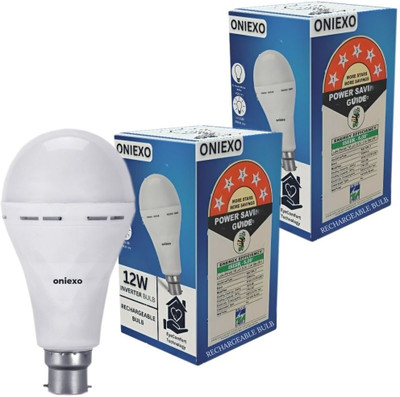 ONIEXO Pack of 2-Smart 12W Bulb with Backup Power for Unexpected Outages 4 hrs Bulb Emergency Light(White)