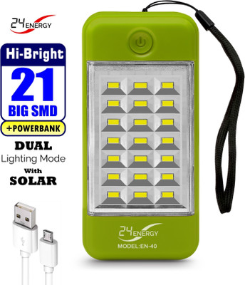 24 ENERGY USB Mobile Power Bank Cum 21 LED Rechargeable 4 hrs Lantern Emergency Light(Green)