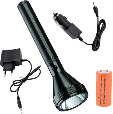 SPAKRO Rechargeable LED 3 Mode 13W Ultra Bright Metal Body 800m Range Torch 3 hrs Torch Emergency Light(Black)