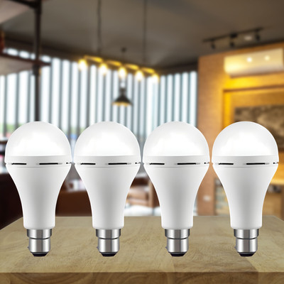 GUGGU Emergency 15W Inverter LED Bulb with 1200mAh Rechargeable Battery Pack of 4 L469 4 hrs Bulb Emergency Light(White)