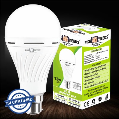 Pick Ur Needs Rechargeable LED Inverter AC/DC Bulb 12W B22 D 4 hrs Bulb Emergency Light(Pack of 1)