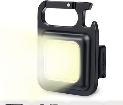Sebon Led Cob Mini Flashlights Bright Usb_Rechargeable_Light_With_Keychain_SB12 2 hrs Flood Lamp Emergency Light(Black)